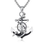 Brisskaari Anchor Pendant Necklace for Men Women 925 Sterling Silver Nautical Anchor Navy Anchor Necklaces Inspirational Anchor Jewelry Gifts for Travelers Graduates Sailors, One Size, Sterling