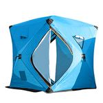 Togarhow Ice Fishing Tent w/Carrying Bag 3/4 Person Ice Shelter Fishing Tent Outdoor with Detachable Ventilation Windows Door Waterproof (Blue)