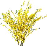 Sggvecsy Fake Forsythia Stems Artificial Orchids Flowers 4 Pcs Fake Forsythia Branches Fake Faux Long Stem Flowers Yellow Silk Forsythia Branches for Home Wedding Indoor Outdoor Decoration