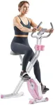 Sunny Health & Fitness Foldable Pink Magnetic Exercise X-Bike Pro, 300LB Capacity, Low-Impact, 14-Level Resistance, Ergonomic Support, SunnyFit® App Enhanced Bluetooth Connectivity - P2320