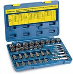 THINKPRO 36Pcs Bolt Extractor Set and Spiral Screw Extractors, 2-in-1 Multi-Spline Screw Extractors, Stripped Screw Remover for Damaged, Frozen, Studs, Rusted, Rounded-Off Bolts, Nuts & Screws