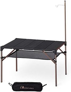 MOON LENCE Camping Table, Aluminum Alloy, Roll Table, Lantern with Hanger, Outdoor, Hiking, BBQ, Foldable, Compact, Ultra Lightweight