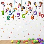 DREAM DECALS 'Kids Playing Climbing Up The Rope - Numbers - Baby - Kids - Learning Education Nursery Pre School Kinder Garden Wall Sticker ' - (Multi Colour, Vinyl - 160cm X 60 cm)