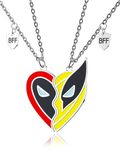 A Pair Half Heart Matching Pendants Stitch Best Friends BFF Necklace for 2 Lover or Friendship Jewelry Cartoon Superhero Patterns Stuff for 2 Bestie Couples Fans Gifts.