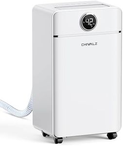 CHIVALZ 12L/24H Dehumidifiers for Home, Bedroom & Bathroom, LED Display and 24H Timer, Interior Dehumidifier with Automatic Defrosting, 2L Water Tank & Drainage Hose, White, 1 Pack+3 Modes