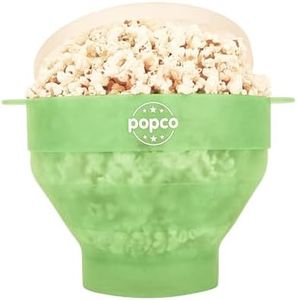 The Original Popco Silicone Microwave Popcorn Popper with Handles, Silicone Popcorn Maker, Collapsible Bowl Bpa Free and Dishwasher Safe - 15 Colors Available (Transparent Green)