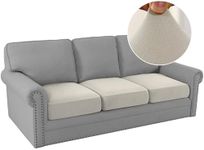 H.VERSAILTEX Fleece Couch Cushion Covers Stretch Couch Covers for 3 Cushion Couch Sofa Thick and Soft Couch Covers Washable (3 Piece Sofa Cushion Cover, Pale Oak)