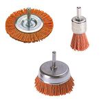 wolfcraft Nylon Wire Brush Set, Aggressive, 3 pcs. I 2741000 I For cleaning, de-rusting, polishing