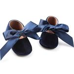 RVROVIC Baby Girls Ballerina Mary Jane Flats Toddler Girl Princess Dress Shoes Soft Infant Crib Shoes(12-18 Months Toddler,Navy Blue)