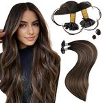 Moresoo U Tip Hair Extensions Brown Keratin Hair Extensions Real Human Hair Balayage Darkest Brown with Chestnut Brown Keratin Bond Hair Extensions 1g/s 50g/Pack 16 Inch #2/6/2