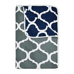 Divine Casa 120 GSM Summer Quilt Brushed Microfibre 3 Layer Breathable Double Bed Dohar AC Blanket Lightweight Warm Rajai Throws for Bed (Light Blue and Grey, 205 x 220, CM)| TC - 120
