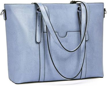 BROMEN Women Briefcase 15.6 inch Laptop Tote Bag Vintage Leather Handbags Shoulder Work Purses Oil Wax Blue