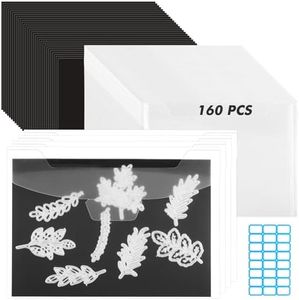 GcFoir 160 Pcs 5 x 7 Inch Magnetic Sheets for Dies Storage 0.6 mm Thickness Non-Adhesive Magnetic Sheets with Die Storage Bags, Die Cut Storage Essential Set (80 Sheets+80 Pockets+Label Stickers)