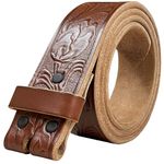 Mens Heavy-Duty (4.8~5.5 mm thick) Genuine Full Grain Leather Belt Strap 1-1/2"(38mm) Wide, Western_tan, 38
