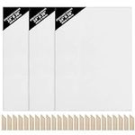 Kurtzy 3 Pack Blank Canvas - 60 x 90cm (24 x 36 inches) - Large Pre Stretched Canvas Panels with Wooden Wedges - Suitable for Acrylic and Oil Painting Also for Sketching and Drawing