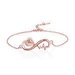 Rose Gold Sterling Silver Nurse Bracelets for Women Lvn Nursing Preceptor Practitioner Doctor Assistant Infinity Heartbeat Charm Bracelet Ekg Jewelry Friendship Appreciation Thank You Registered Birthday Gifts