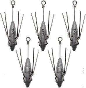 Lfemro 5 Pack Fishing Equipment Spider Sinker Long Tail Saltwater Surf Fishing Weight Lead Fishing Catfish Beach Casting Saltwater Fishing Silver Grey (5 Pack - 4 oz)