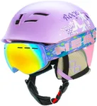 Kids Ski Helmet Snowboard Helmet for Youth and Toddler w/Matching Goggles Age 2-6 Years and 5-12 Years ASTM Certified (Star Girl+Goggles, 20-22in/5-12 Year)