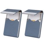 ALXBSONE 2 Pack Business Card Holder, PU Leather Business Card Case, Metal Slim Card Holder Display, Pocket Business Card Box with Magnetic Closure, for Men and Women(Blue)