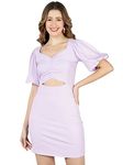 Golden Kite Lilac Women Solid Front Rouching,Cut Out Midi Dress