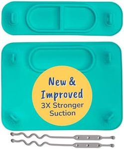 BUSY BABY Silicone Mat Bundle - 1 Original Mat Plus 1 Mini Mat, New Stronger Suction Cups, 6 Straps to Secure Baby Essentials and Keep Them Off The Floor, Baby Led Weaning, Travel Sleeve Included