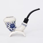 MUXIANG Ceramic tobacco Pipe Calabash with Bent Acrlyic Stem Mouthpiece 9 mm PAPER Filters Pipe Stand Rack Set AN0018+FA0128