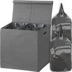 SimpleHouseware Double Laundry Hamper with Lid and Removable Laundry Bags, Dark Grey