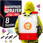 4.2 Gallon Battery Powered Backpack Sprayer - 8 Nozzles, 240ml Measuring Bottle, 100PSI Cutoff Pressure, Long Battery Life, Wide Mouth, High-Pressure Spray Hose, Trigger Lock, Pressure Knob Controller