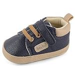 MASOCIO Baby Shoes Boys First Walking Toddler Trainers Pre Walker Steps Boy Infant Size 4 UK Child Navy Blue 12-18 Months