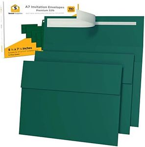 110 5x7 Pine Green Invitation Envelopes - for 5x7 Cards - A7 - (5 ¼ x 7 ¼ inches) - Perfect for Weddings, Graduation, Baby Shower - 120 GSM - Peel, Press & Self Seal - Square Flap