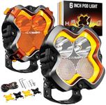 NOVSIGHT 6 Inch LED Pod Lights - Halo Pro Series LED Spot Flood Beam Combo w/Dynamic DRL Modes, 160W Ultra Bright Off Road Light for Truck Jeep Pickup Ford ATV UTV, 2PCS(Red Dot Award 2025 Winner)