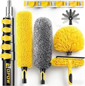 30 Foot High Ceiling Duster Kits with 4.7-24ft Heavy Duty Extension Pole, High Reach Duster for Cleaning,Microfiber Feather Duster,Cobweb Duster,Ceiling Fan Duster,Window Squeegee & Cleaner