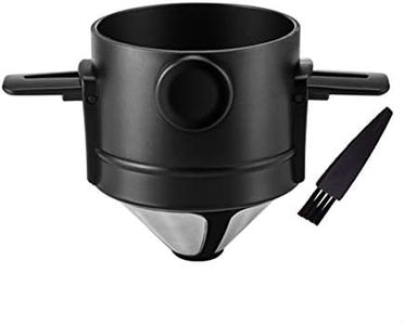 Gocoffun Pour Over Coffee Maker 1-2 Cup, Reusable Cone Coffee Dripper Filter, Stainless Steel Reusable Coffee Filters Coffee Maker with Cleaning Brush for Home Office Travel