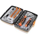 Ratcheting Screwdriver Set - BTEC 68 in 1 Socket Set & Magnetic Screwdriver Bit Set with Rotatable Ratchet Handles, extensions bar and Storage Case for Computer/Bike/Car/Electronics Maintenance