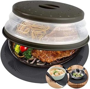 2 In 1, Aidacom Microwave Cover for Food & 12" Versatile Mat- Prevent Burns, Microwave Food Cover for Plates 12 11 10 Inch, Collapsible Microwave Splatter Cover Gurad & Silicone Trivet, BPA Free,