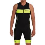 Zoot Men’s Core Tri Tank Racesuit – Sleeveless Triathlon Suit for Men Made from Italian Primo Fabric, 3 Pockets, and Bike Padding(Safety Yellow, Small)