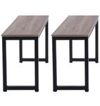 Hallowood Furniture Kempley Pair of Wooden Bench, Modern Bench with Industrial Style Black Metal U Shaped Legs, Kitchen Bench, Dining Bench for Home, Restaurant & Café