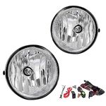 Driving Fog Lights Lamps Replacement for 2005-2011 Toyota Tacoma, 2007-2012 Toyota Tundra, 2004-2006 Toyota Solara with H10 12V 42W Halogen Bulbs & Wiring Harness Kit (Clear Lens)