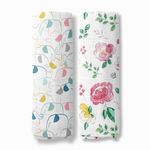 haus & kinder Jungle Collection 100% Cotton Muslin Swaddle Wrap for New Born Baby Boy and Girl, Size 100cm x 100cm, Pack of 2 (Elephant - Ditsy Floral)