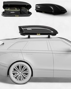 Owen Dachbox 320L | Kompakt, aerodynamisch & wetterfest | City-Crash-getestet für höchste Sicherheit | 50 kg Tragkraft | Abschließbar mit rechtsseitiger Öffnung | Einfache Montage | Glänzend Schwarz