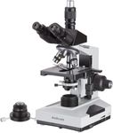 AmScope T490B-DK Compound Trinocular Microscope, WF10x and WF20x Eyepieces, 40X-2000X Magnification, Brightfield/Darkfield, Halogen Illumination, Abbe Condenser, Double-Layer Mechanical Stage, Sliding Head, High-Resolution Optics