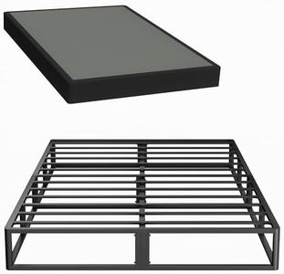 Superay Box Spring 5 Inch Bed Base, Mattress Foundation, Metal Bed Frames with Cover, Easy Assembly, Queen, Heavy Duty, Noise Free, Black