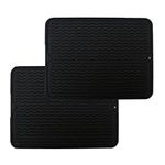 Fychuo Silicone Trivets for Kitchen Worktops Heat Resistant Mat Trivets for Hot Pans Pot Holders Black Trivet 2 Pack Pan Protectors Heatproof Mats Worktop Protector Essentials 16"x12"