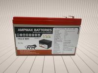 Ampmax 12V 12Ah Lithium Phosphate (LiFePO₄) Battery – Long Life Rechargeable Battery for Computer UPS, Inverter, and Backup Power