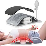 Poeitix Airbag Lower Back Stretcher Enhanced Stretching and Pain Relief, Adjustable Lumbar Back Cracker Board with Magnetic & Pad for Pain Relief Herniated Disc,Scoliosis,Spine Decompression【Grey】