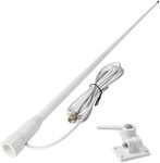 TWAYRDIO 43-Inch VHF Marine Antenna, Heavy Duty White Fiberglass Boat Antenna 3dBi Gain W/22.9ft Low Loss RG58 Coaxial Cable Built-in PL259 Connector and Nylon Ratchet Mount for Midland Uniden Radios