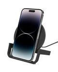 Belkin BoostCharge 10W Fast Wireless Charging Stand, Includes QuickCharge 3.0 Wall Charger and Cable, Case Compatible for iPhones, Galaxy, Pixel and Other Qi Enabled Devices (includes AC adapter)Black