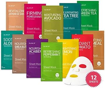 GLAM UP Sheet mask Facial Sheet Mask 12 Combo (Pack of 12) | Face Masks Skincare, Hydrating Face Masks, Moisturizing, Brightening and Soothing, Beauty Mask For All Skin Type