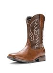 IUV Cowboy Boots For Men Western Boot Durable Fashionable Retro Classic Embroidered Pull On Slip Resistant Boots, Dark Brown, 11