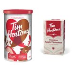 Tim Hortons Candy Cane Hot Chocolate Beverage Mix, Limited Time Offer, 450g Can & Apple Cinnamon Tea Bags, Herbal Tea, Decaffeinated, 20 Count